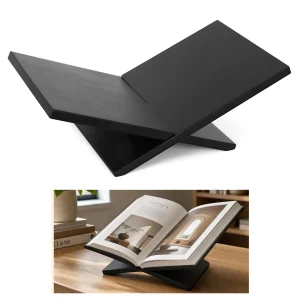 The Page Turner – Collapsible Matte-Black Wood Book & Tablet Stand