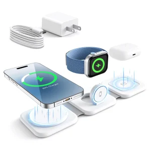 The Charging Trio – Foldable 3-in-1 Magnetic Wireless Charger for iPhone, Apple Watch & AirPods