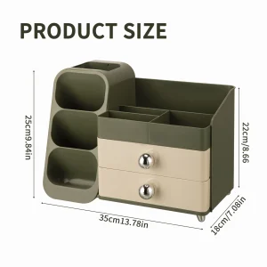 The Desk Tidy – Two-Drawer Desktop Organizer with Pen Caddy & Divided Storage